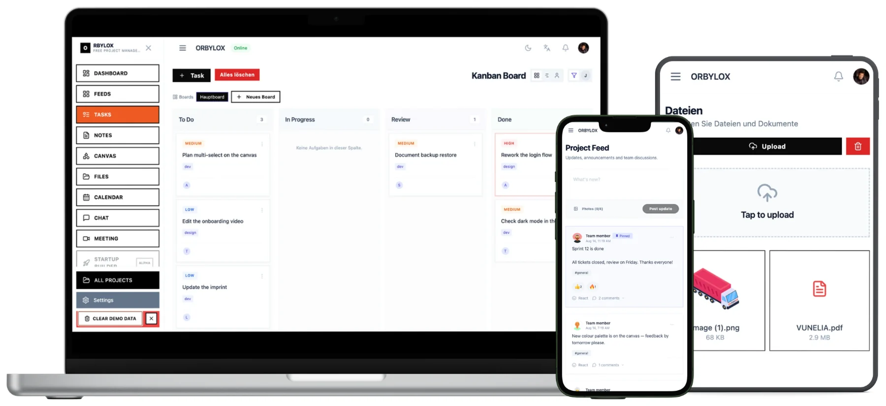 ORBYLOX on laptop, tablet and phone